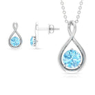 Aquamarine Solitaire and Gold Infinity Jewelry Set Aquamarine - ( AAA ) - Quality - Rosec Jewels