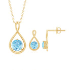 Aquamarine Solitaire and Gold Infinity Jewelry Set Aquamarine - ( AAA ) - Quality - Rosec Jewels