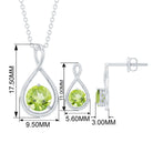 Peridot Solitaire Pendant and Earring Set with Infinity Design Peridot - ( AAA ) - Quality - Rosec Jewels