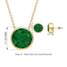 Certified Created Emerald Solitaire Jewelry Set in Bezel Setting Lab Created Emerald - ( AAAA ) - Quality - Rosec Jewels