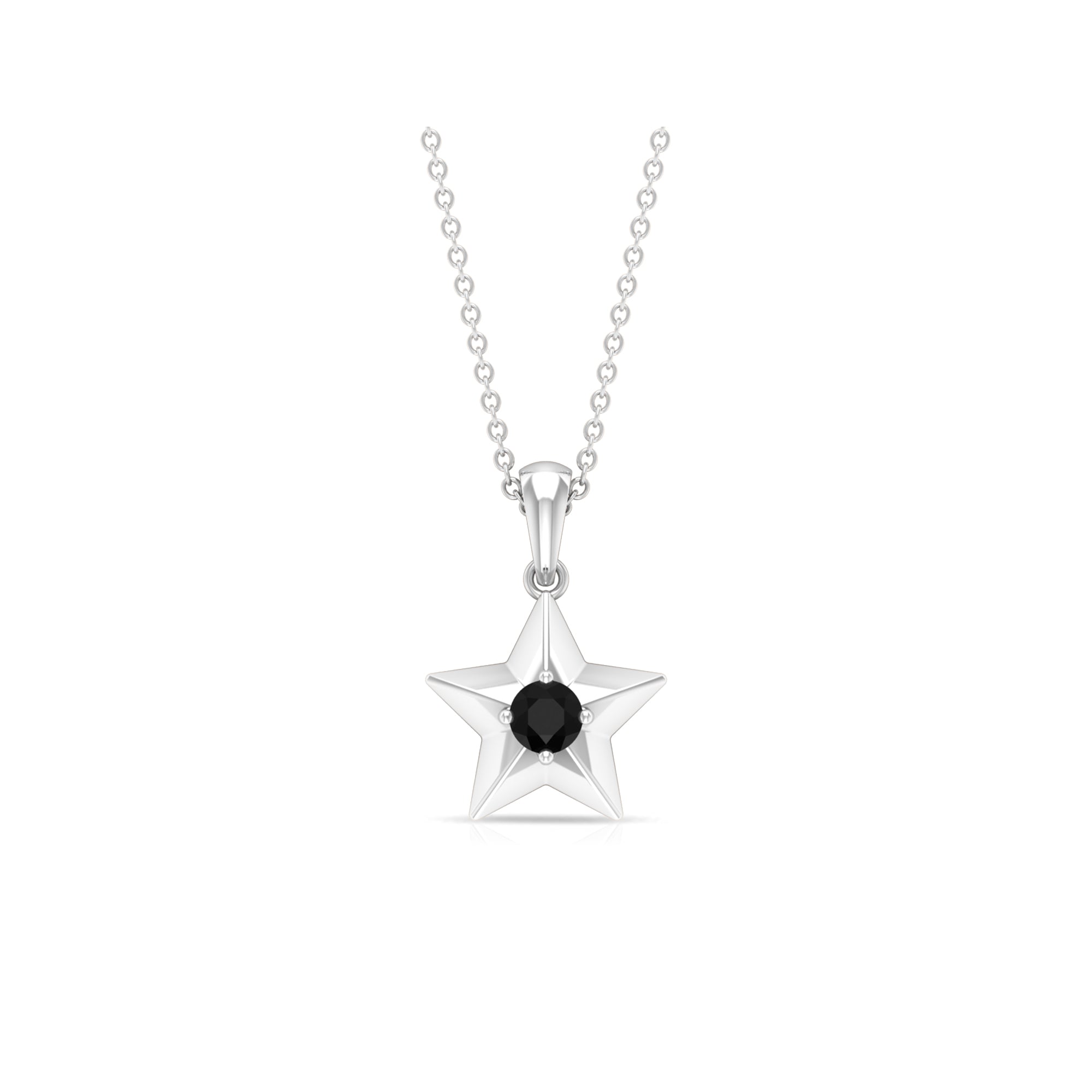 1/4 CT Black Onyx and Gold Star Pendant Black Onyx - ( AAA ) - Quality - Rosec Jewels