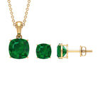 Lab Grown Emerald Solitaire Jewelry Set Lab Created Emerald - ( AAAA ) - Quality - Rosec Jewels