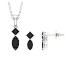 1.5 CT Princess and Marquise Shape Black Spinel Dangle Jewelry Set for Women Black Spinel - ( AAA ) - Quality - Rosec Jewels