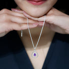 Real Amethyst Moissanite Teardrop Pendant Necklace - Rosec Jewels