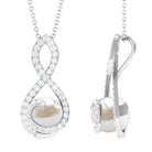 Freshwater Pearl and Moissanite Infinity Dangle Pendant - Rosec Jewels