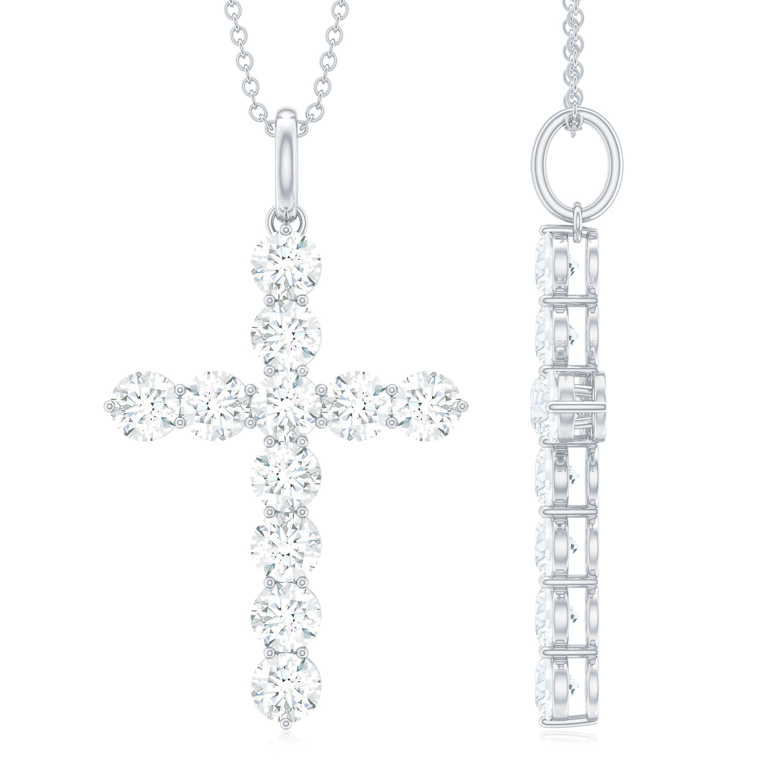 Rosec Jewels-3.50 CT Moissanite Cross Pendant Necklace