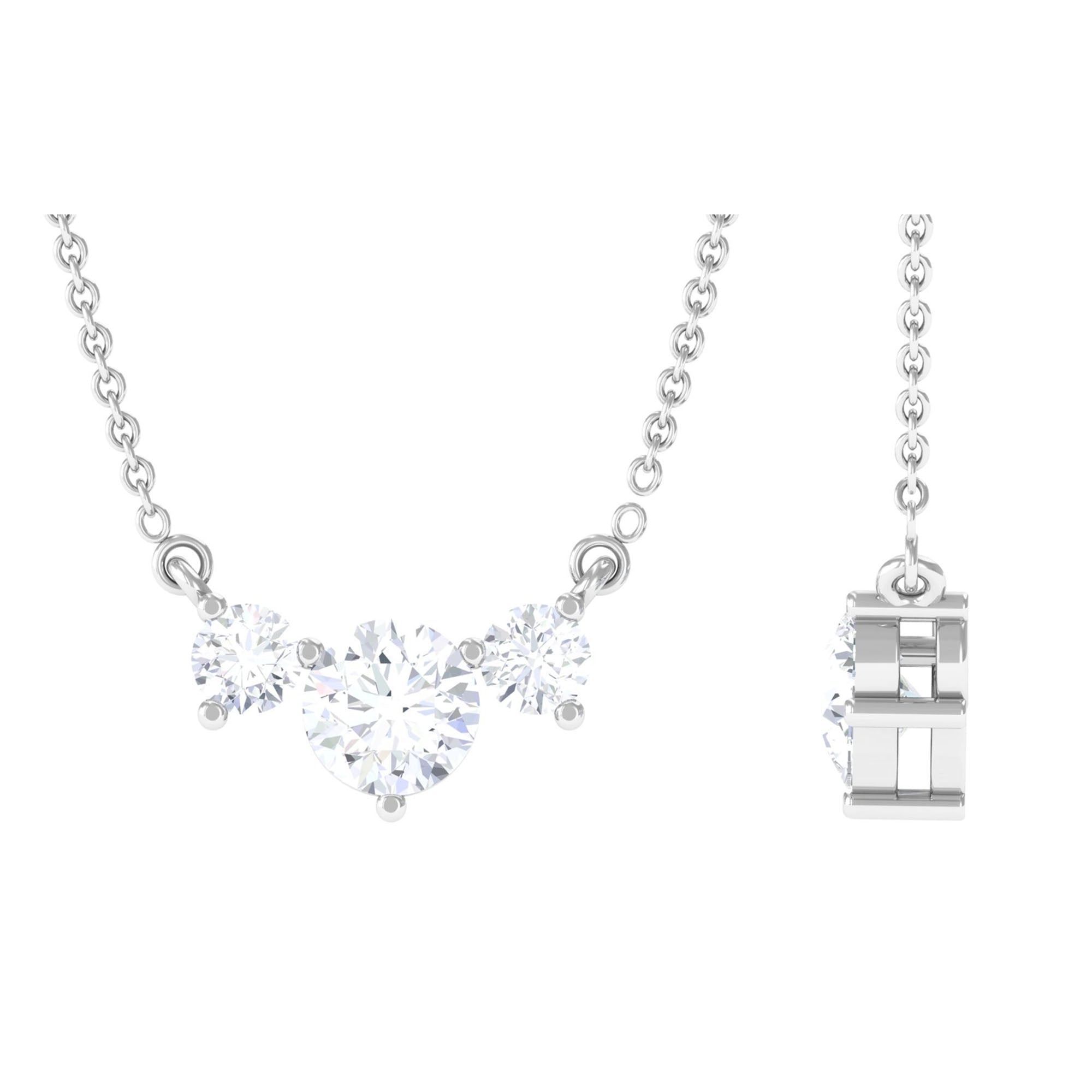 0.50 CT Moissanite Three Stone Necklace Moissanite - ( D-VS1 ) - Color and Clarity - Rosec Jewels