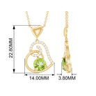 1 CT Peridot and Diamond Heart Drop Pendant Peridot - ( AAA ) - Quality - Rosec Jewels