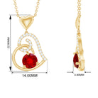 Lab Created Ruby Love Heart Drop Pendant Necklace With Diamond Accent Lab Created Ruby - ( AAAA ) - Quality - Rosec Jewels