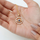 1.25 CT Blue Sapphire and Diamond Evil Eye Eternity Pendant Blue Sapphire - ( AAA ) - Quality - Rosec Jewels