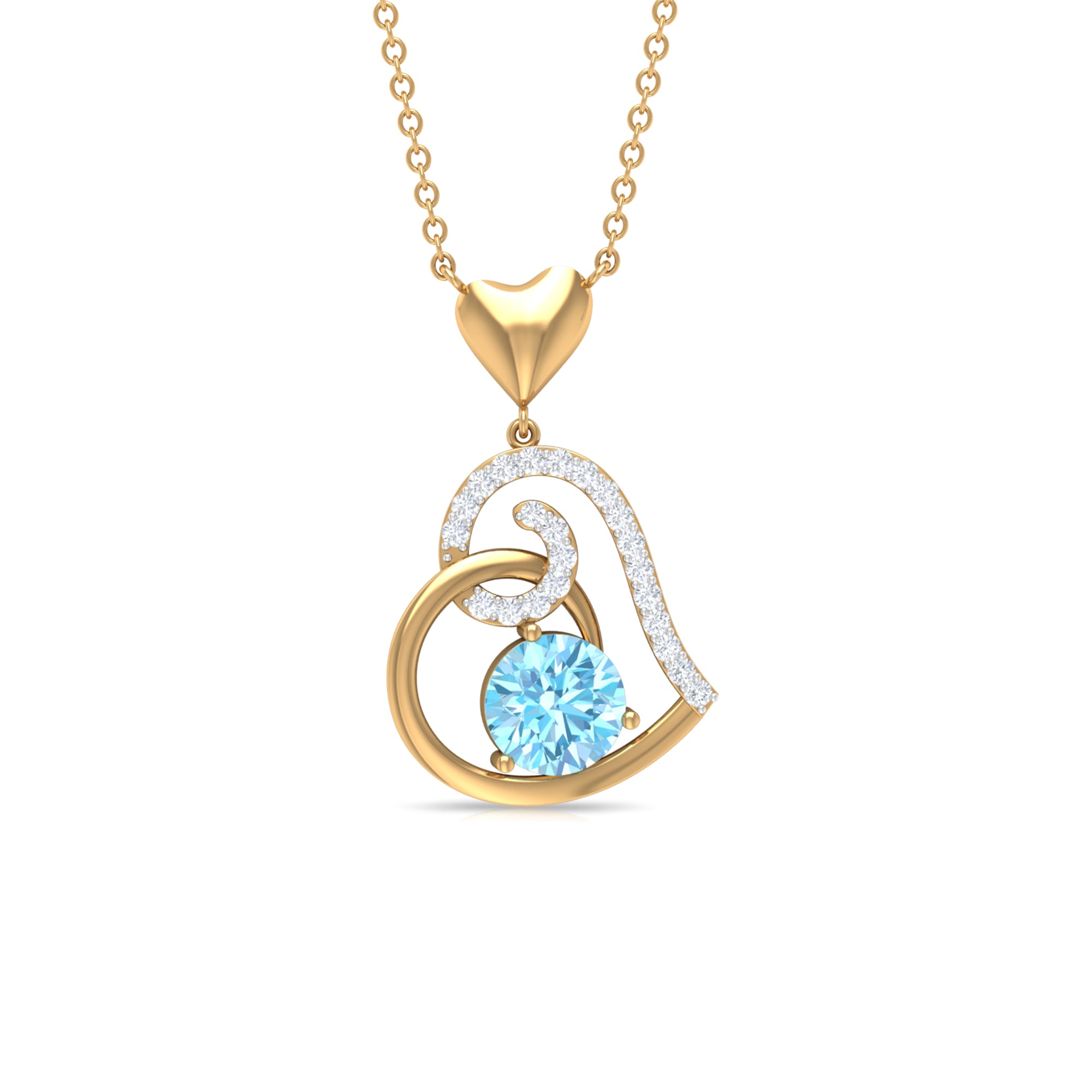 1.25 CT Aquamarine and Diamond Heart Drop Pendant Aquamarine - ( AAA ) - Quality - Rosec Jewels