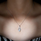 Oval Ethiopian Opal and Moissanite Silver Teardrop Pendant - Rosec Jewels