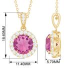 Pink Tourmaline and Moissanite Halo Pendant Necklace Pink Tourmaline - ( AAA ) - Quality - Rosec Jewels