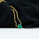 5 MM Round Cut Solitaire Emerald Necklace in 6 Prong Setting Emerald - ( AAA ) - Quality - Rosec Jewels