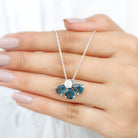 Pear Cut London Blue Topaz and Moissanite Flower Pendant London Blue Topaz - ( AAA ) - Quality - Rosec Jewels