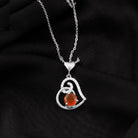 Fire Opal and Diamond Heart Pendant Fire Opal - ( AAA ) - Quality - Rosec Jewels