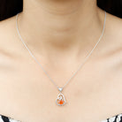 Fire Opal and Diamond Heart Pendant Fire Opal - ( AAA ) - Quality - Rosec Jewels