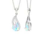 Pear Shaped Ethiopian Opal and Diamond Leaf Pendant Necklace Ethiopian Opal - ( AAA ) - Quality - Rosec Jewels