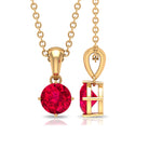 5 MM Round Shape Created Ruby Solitaire Pendant with Bail Lab Created Ruby - ( AAAA ) - Quality - Rosec Jewels