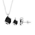 3 CT Black Spinel and Moissanite Teardrop Pendant Earrings Set Black Spinel - ( AAA ) - Quality - Rosec Jewels