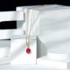 Solitaire Created Ruby Oval Pendant with Moissanite Lab Created Ruby - ( AAAA ) - Quality - Rosec Jewels