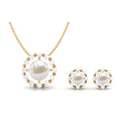 Elegant Freshwater Pearl Jewelry Set with Moissanite Freshwater Pearl - ( AAA ) - Quality - Rosec Jewels