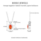 Oval Shape Orange Sapphire and Diamond Halo Pendant Orange Sapphire - ( AAA ) - Quality - Rosec Jewels