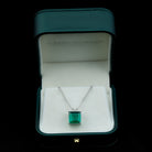 5 CT Princess Cut Created Emerald Solitaire Pendant Lab Created Emerald - ( AAAA ) - Quality - Rosec Jewels