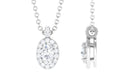 Oval Cut Real Diamond Halo Pendant Diamond - ( HI-SI ) - Color and Clarity - Rosec Jewels