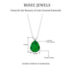 Pear Cut Lab Grown Emerald Solitaire Pendant Necklace Lab Created Emerald - ( AAAA ) - Quality - Rosec Jewels