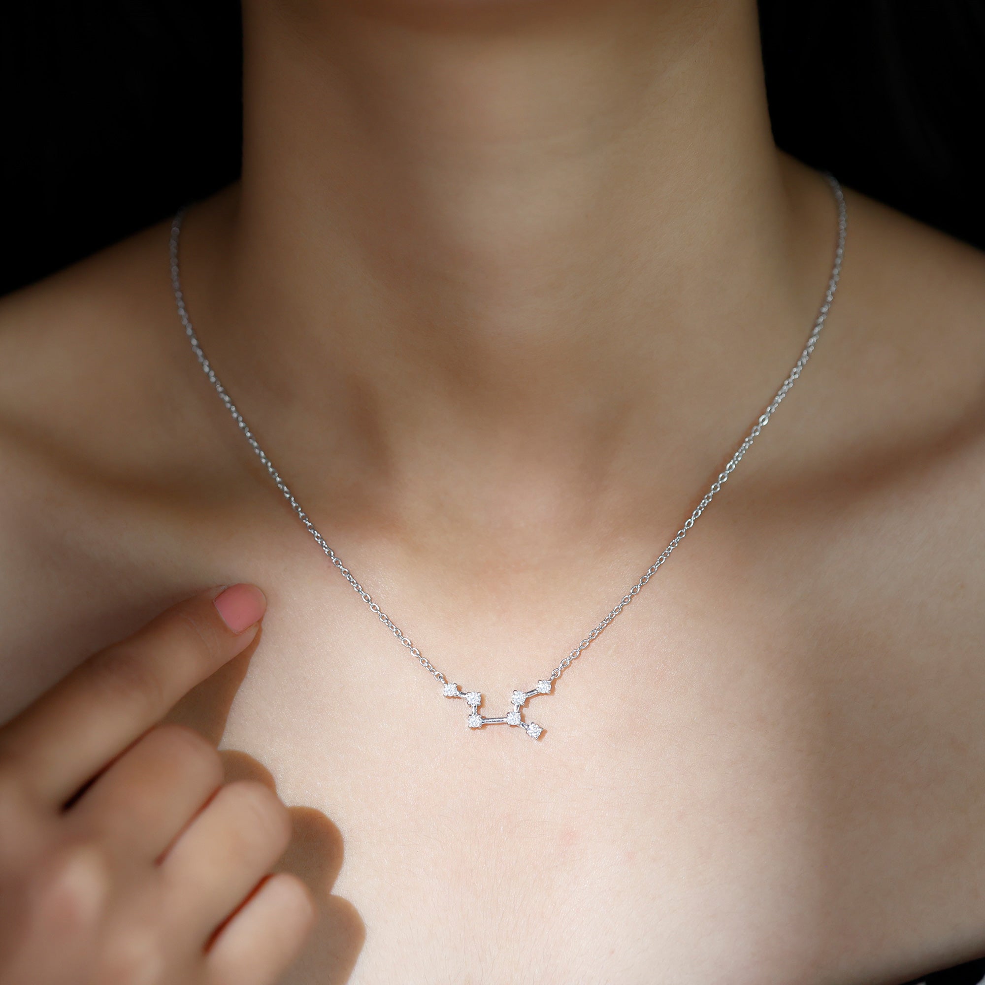 Certified Moissanite Virgo Zodiac Constellation Necklace - Rosec Jewels