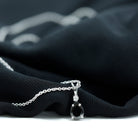 Pear Shape Black Onyx Solitaire Pendant with Diamond Black Onyx - ( AAA ) - Quality - Rosec Jewels