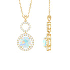 Ethiopian Opal and Diamond Dangle Pendant Necklace Ethiopian Opal - ( AAA ) - Quality - Rosec Jewels