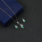 Designer Created Emerald and Diamond Dangle Jewelry Set Lab Created Emerald - ( AAAA ) - Quality - Rosec Jewels