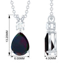 Pear Shape Black Opal Teardrop Pendant Necklace with Diamond Black Opal - ( AAA ) - Quality - Rosec Jewels