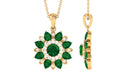 Lab Created Emerald Flower Cocktail Pendant with Diamond Lab Created Emerald - ( AAAA ) - Quality - Rosec Jewels