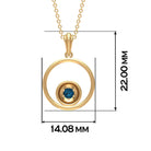 3 MM Open Circle Pendant Necklace with Round London Blue Topaz London Blue Topaz - ( AAA ) - Quality - Rosec Jewels