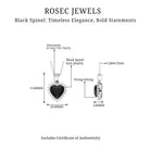 Heart Shape Black Spinel Solitaire Pendant with Moissanite Halo Black Spinel - ( AAA ) - Quality - Rosec Jewels