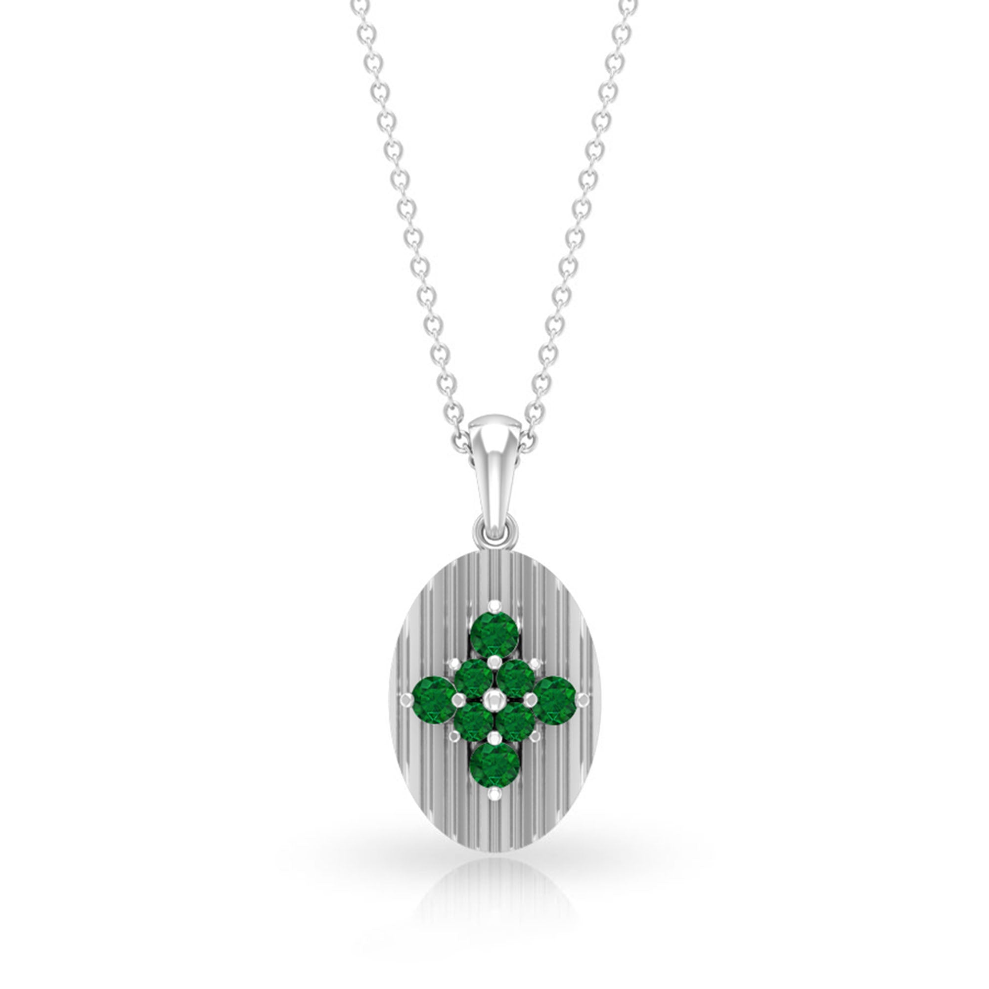 0.5 CT Emerald Cluster Gold Pendant Necklace in Prong Setting Emerald - ( AAA ) - Quality - Rosec Jewels