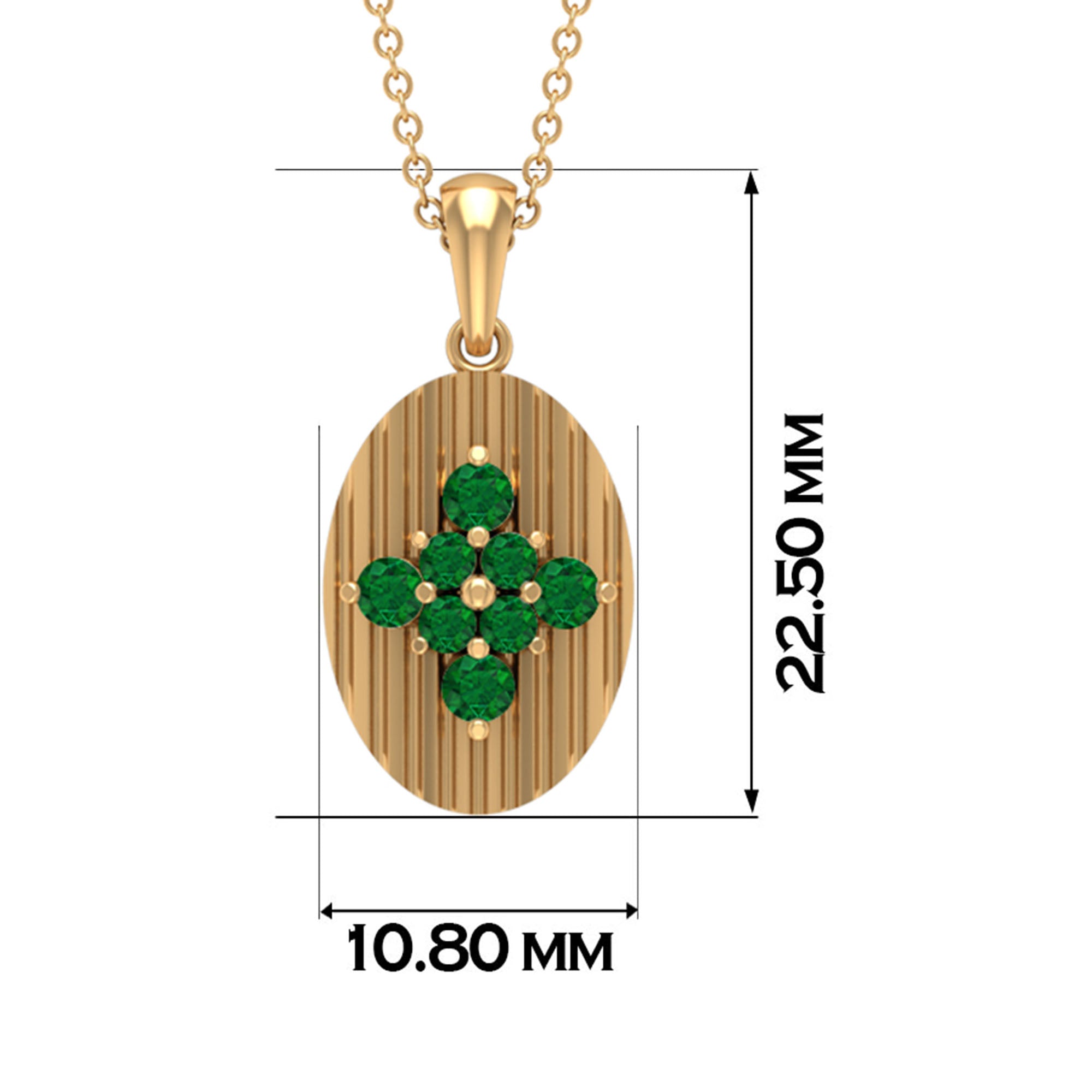 0.5 CT Emerald Cluster Gold Pendant Necklace in Prong Setting Emerald - ( AAA ) - Quality - Rosec Jewels