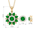 3 CT Emerald and Moissanite Floral jewelry Set Emerald - ( AAA ) - Quality - Rosec Jewels