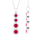 Created Ruby Moissanite Dangle Pendant Necklace Lab Created Ruby - ( AAAA ) - Quality - Rosec Jewels