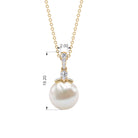 Real Freshwater Pearl and Diamond Drop Pendant Necklace Freshwater Pearl - ( AAA ) - Quality - Rosec Jewels