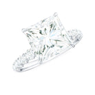 Rosec Jewels-Princess Cut Moissanite Solitaire Engagement Ring with Side Stones