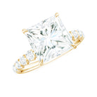 Rosec Jewels-Princess Cut Moissanite Solitaire Engagement Ring with Side Stones