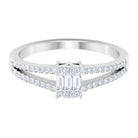 Split Shank Diamond Engagement Ring in Illusion Setting Diamond - ( HI-SI ) - Color and Clarity - Rosec Jewels