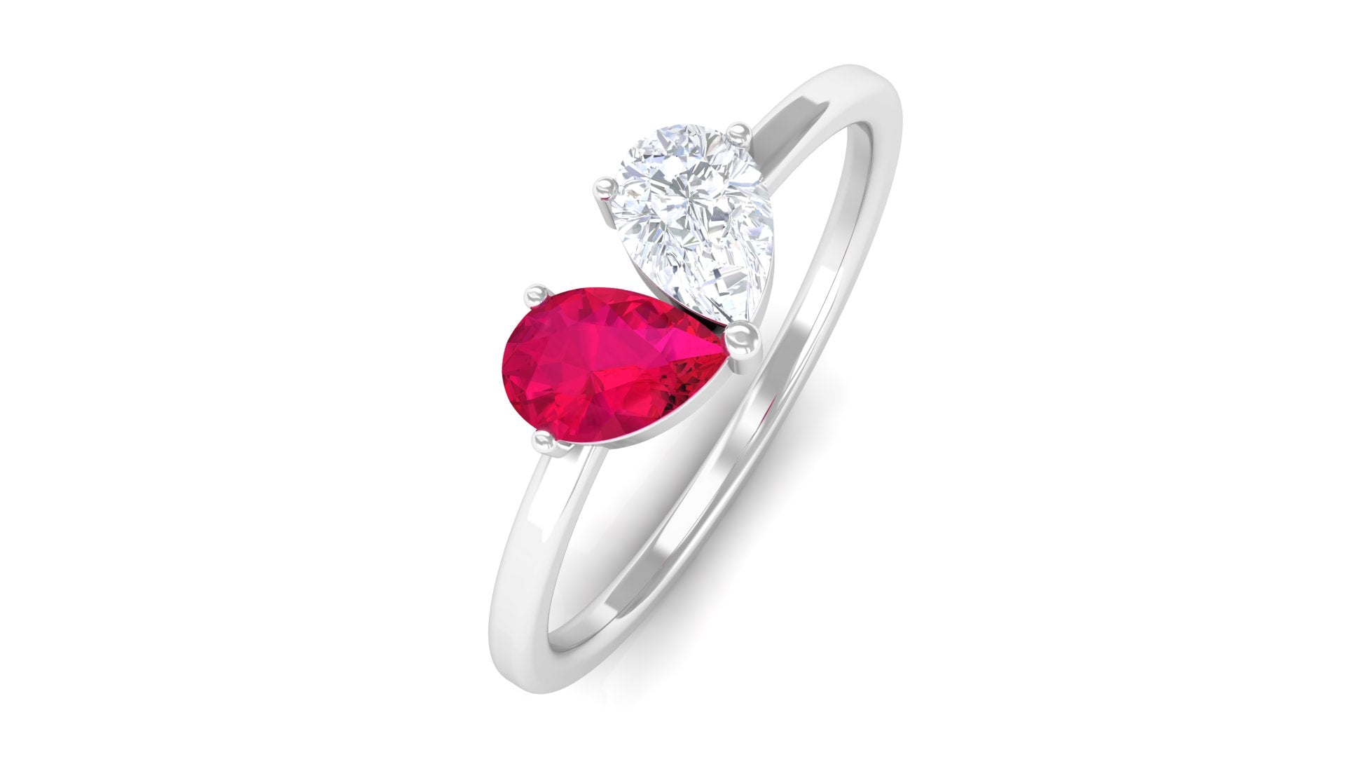 Real Ruby Toi Et Moi Promise Ring Ruby - ( AAA ) - Quality - Rosec Jewels