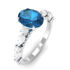 2.25 CT Solitaire Accent Ring with Created London Blue Topaz and Diamond London Blue Topaz - ( AAA ) - Quality - Rosec Jewels