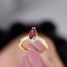 1.75 CT Garnet Solitaire Ring with Diamond Accent Garnet - ( AAA ) - Quality - Rosec Jewels