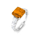 Citrine and Moissanite Engagement Ring Citrine - ( AAA ) - Quality - Rosec Jewels